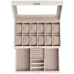 SONGMICS Lockable Watch Box with Glass Lid Cloud White + Cappuccino Beige / 12 Slot