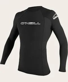 O'Neill Men's Basic Skins UPF 50+ Long Sleeve Rash Guard, White, M