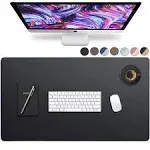 Leather Desk Pad 36 inch x 20 inch, Vine Creations Office Desk Mat Waterproof Black, Smooth PU Leather Large Mouse Pad and Writing Surface, Top of