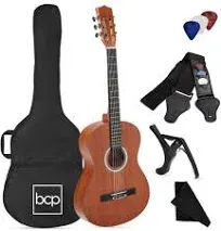 Best Choice Products 38in Beginner Acoustic Guitar Starter Kit w/ Gig Bag, Strap, Digital Tuner, Strings - Matte Black