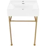 Swiss Madison Claire 24 Ceramic Console Sink White Basin, Brushed Gold