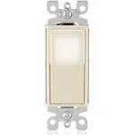 Leviton L5611-2T Decora Single Pole LED Illuminated Rocker Switch, 15A, 120/277V, Light Almond