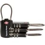 4 Pack TSA Approved Travel Combination Cable Luggage Locks for Suitcases & Backpacks – Black