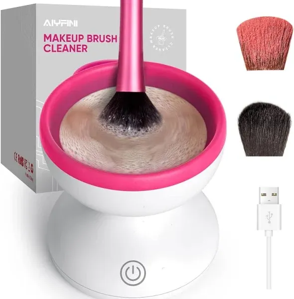 Electric Makeup Brush Cleaner Machine Alyfini Portable Automatic USB Cosmetic Brushes Cleaner Cleanser Tool for All Size Beauty Makeup Brush Set