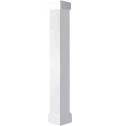 Ekena Millwork 6"W x 4'H Premium Square Non-Tapered Smooth PVC Endura-Craft Column Wrap Kit, Crown Capital & Base