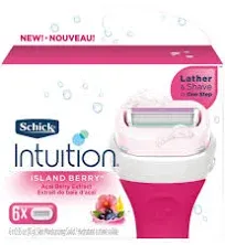 Schick Intuition Lather &amp; Shave in 1 Step Island Berry Acai Extract Refills 3 Ct