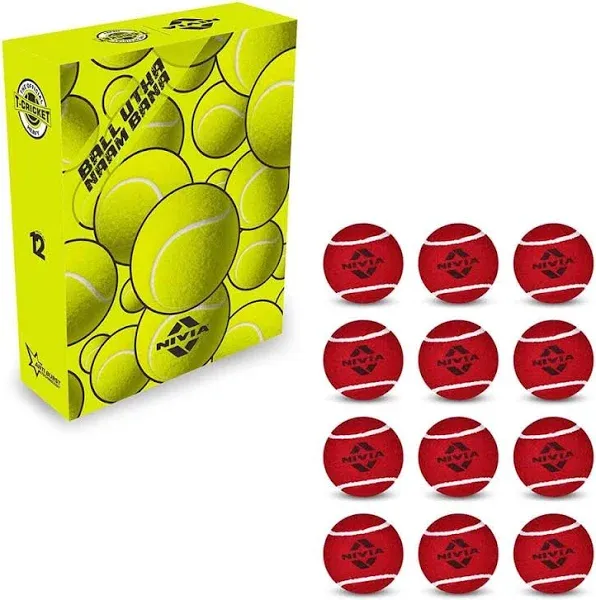 NIVIA Red Cricket Tennis Ball - Heavy Weight  6