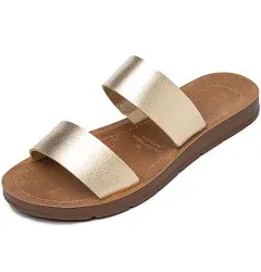 AOAOA Women's Casual Open Toe Two Bands Elastic Fashion Slide Flat Sandal