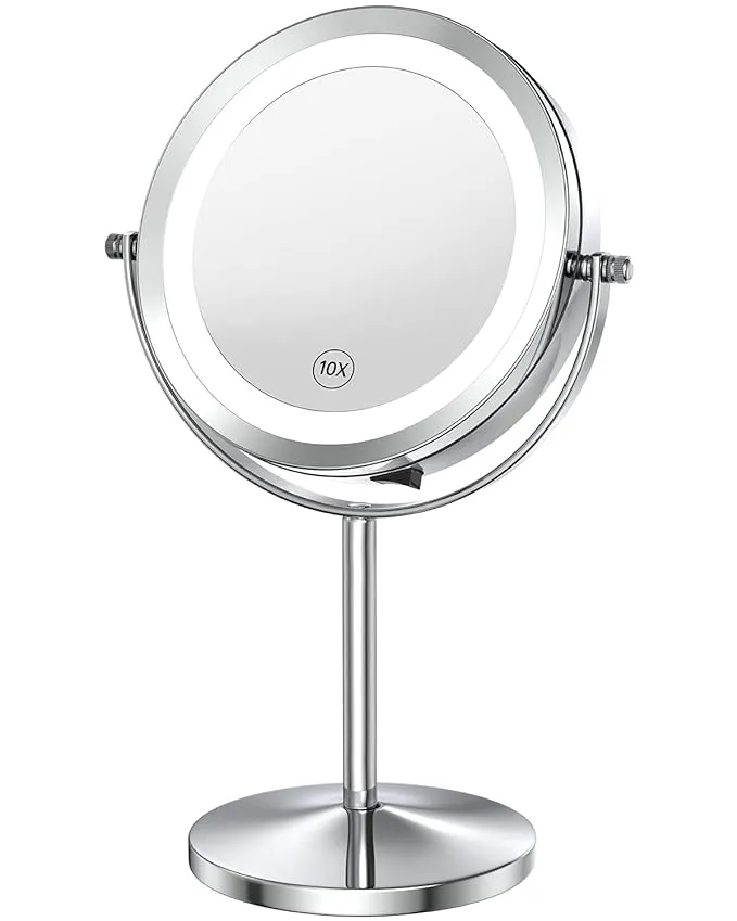 Benbilry Lighted Makeup Mirror - LED Double Sided 1x/10x Magnification Cosmetic