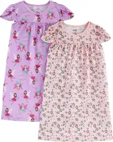 Simple Joys by Carter's Girls' 2-Pack Fairy/Animal Print Nightgowns