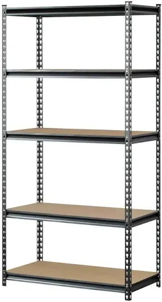 Muscle Rack UR361872PB5PAZ-SV Silver Vein Steel Storage Rack, 5 Adjustable Shelv