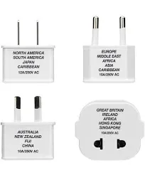 Travel Smart M600X White Plastic Assorted Outlet Plug-In Adapters for Worldwide