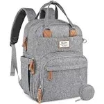 Ruvalino Large Diaper Bag Backpack, Multifunction Travel Maternity Baby Changing Bags - Gray