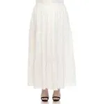 White Mark Women's Plus Size Pleated Tiered Maxi Skirt