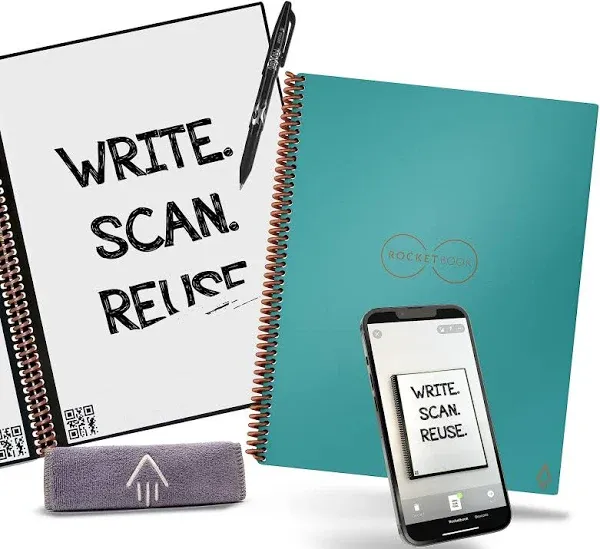 Rocketbook Core Reusable Smart Notebook Bundle | Innovative, Eco-Friendly, Digitally Connected Notebooks and Accessories