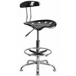 Flash Furniture Black Vibrant Chrome Drafting Stool with Tractor Seat