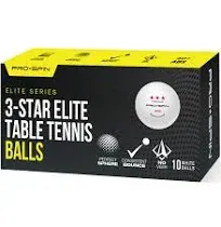 PRO SPIN Elite Series Ping Pong Balls - Premium White 3-Star Table Tennis Balls