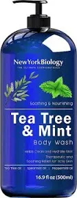 New York Biology Tea Tree Mint Body Wash for Men and Women – Moisturizing Body Wash Helps Fight Athletes Foot, Itchy Skin, Jock Itch, Toenail Fungus, Ringworm, Body Odor, Acne and Eczema – 16 Fl Oz