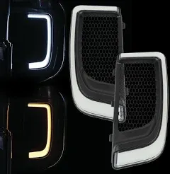 Eagle Lights SUNBURST Lower Fairing Grill LED Running Lights and Turn Signals for Harley Davidson Motorcycles (Black)