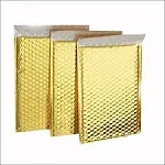 50 #000 Glamour Metallic Gold Poly Bubble Mailers Envelopes Bags 4x8 Extra Wide