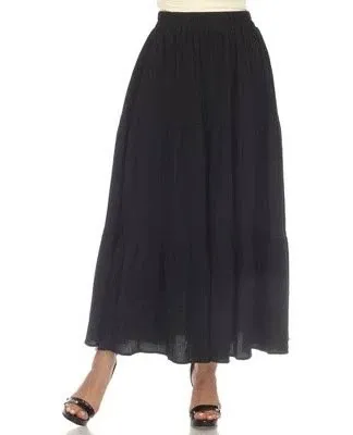 White Mark Plus Size Pleated Tiered Maxi Skirt