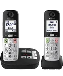 Panasonic Cordless Phone, Easy to Use with Large Display and Big Buttons, Flashing Favorites Key, Built in Flashlight, Call Block, Volume Boost, Talking Caller ID, 2 Cordless Handsets - KX-TGU432W