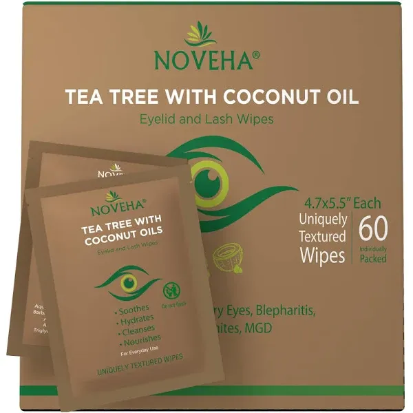 Tea Tree &amp; Coconut Oil Eyelid &amp; Lash Wipes | For Demodex, Blepharitis &amp; Itchy...