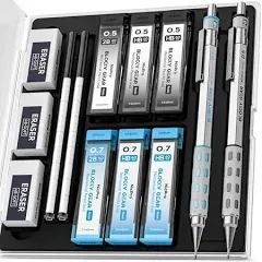 Nicpro 2 Pack Blocky Gear Metal Mechanical Pencils Set