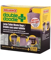 Reliance Double Doodie Lrg Toilet Waste Bag w Bio-Gel 6 Pack