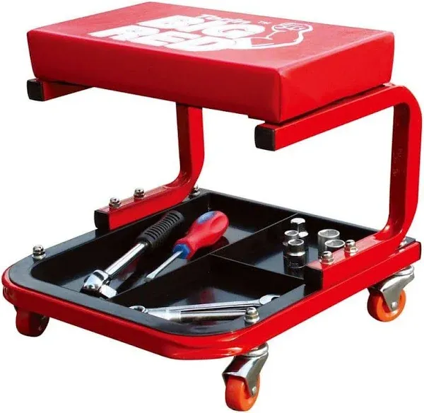 Torin ATR6300B Rolling Creeper Garage/Shop Seat: Padded Mechanic Stool with Tool Tray Storage, Black