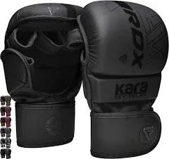 RDX MMA Gloves Sparring Grappling, Hybrid Open Palm Martial Arts Mitts Men Women, Maya Hide Leather Wrist Support, Cage Fighting Combat Sports