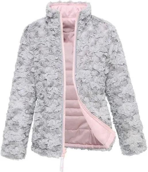 Girls' Reversible Sherpa Fleece Puffer Jacket