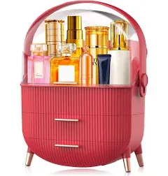 Massy Egg Shape(Oval) Makeup Storage Box, Countertop Portable Vanity Cosmetics Organizer Preppy