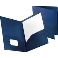 Poly Twin-Pocket Folder, 100-Sheet Capacity, 11 X 8.5, Opaque Dark Blue