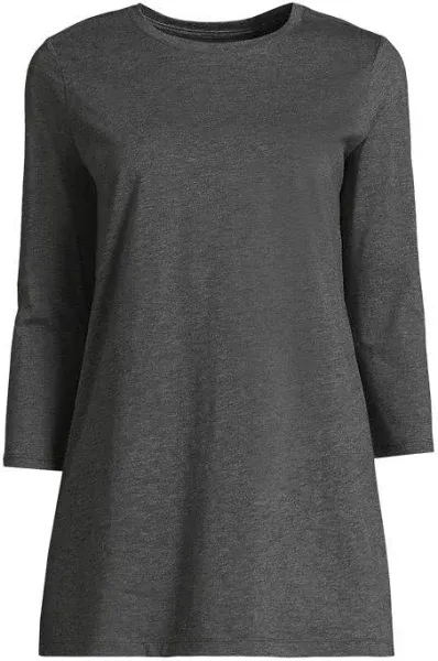 Lands' End Women's 3/4 Sleeve Supima Cotton Crewneck Tunic