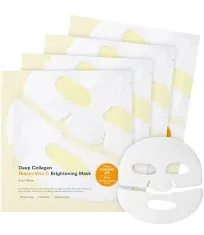 Deep Collagen Niacin-Vita C Overnight Mask 37gx4ea | The real collagen 2,160,000ppb | Facial Hydrogel Masks with low molecular weight collagen for elasticity and glowing