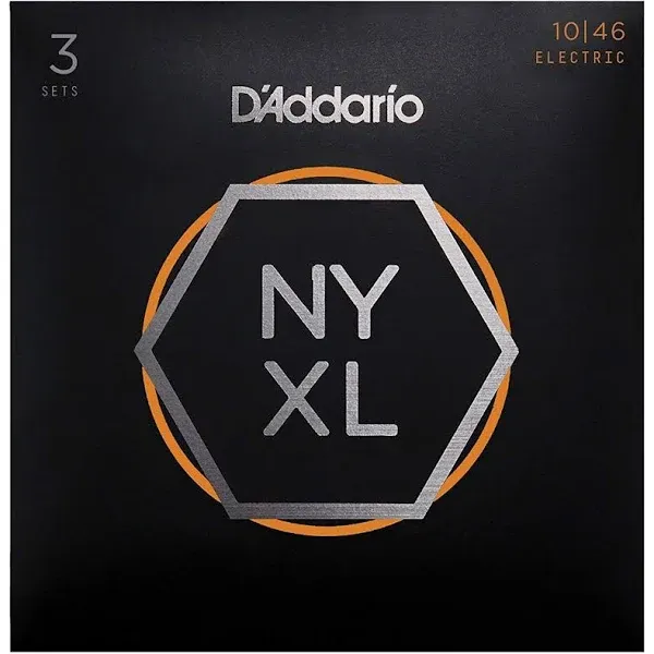 D'Addario NYXL1046-3P Nickel Wound Electric Guitar Strings, Regular Light, 10-46, 3 Pack