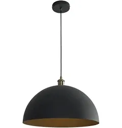 Vintage Black Pendant Light 17.72'' Retro Farmhouse Large Dome Pendant Lamp Modern Industrial Chandelier for Wire length 78.74 '' for Kitchen Island, Bedroom, Dining Room, Living Room, Hallway