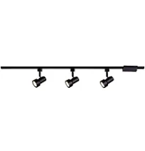 Track Lighting Kit 3-Light Mini Step 44 in. Black Integrated LED Linear 