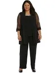 R&M Richards 8764W Plus Size Formal Pants Suit - Black / 20W