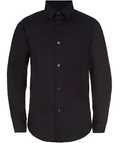 Calvin Klein Boys' Long Sleeve Slim Fit Dress Shirt, Button-Down Style with Cuffs & Shirttail Hem