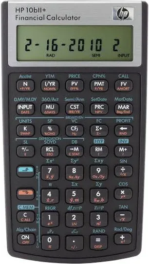 HP 10bII+ Financial Calculator, 12-Digit LCD (HEW2716570)