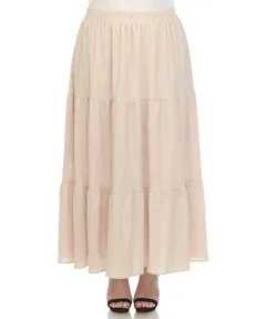 Pleated Tiered Maxi Skirt - Plus