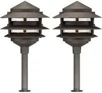 John Timberland Three-Tier Pagoda 11" High Bronze LED Path Lights Set of 2