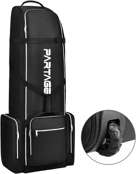  Golf Travel Bag with Wheels,Golf Travel Case for Airlines Black+Support System