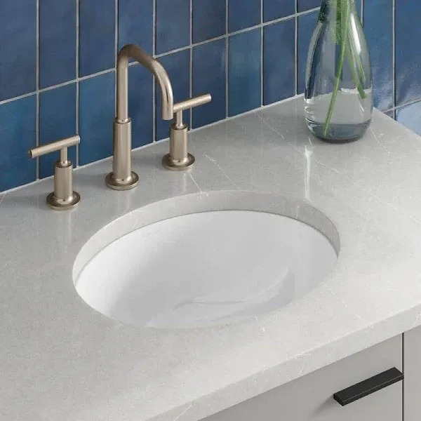 Kohler White Undermount Bathroom Sink, Oval Basin, Underlgazed (K-2209-0)