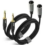 EBXYA XLR male to 1/4 inch TS Mono Unbalanced Microphone Cable 6ft, 6.35mm to XLR Cable, 2 Pcs