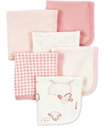 Carter's 6-Pack Washcloths (Pink/Ivory)