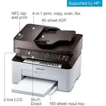 HP Samsung Xpress M2070FW Wireless Monochrome Laser Printer with Scan/Copy/Fax, Simple NFC + WiFi Connectivity (SS296H)