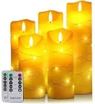 LED flameless Candle, with Embedded Starlight String,（ )5-Piece LED Candle, w...